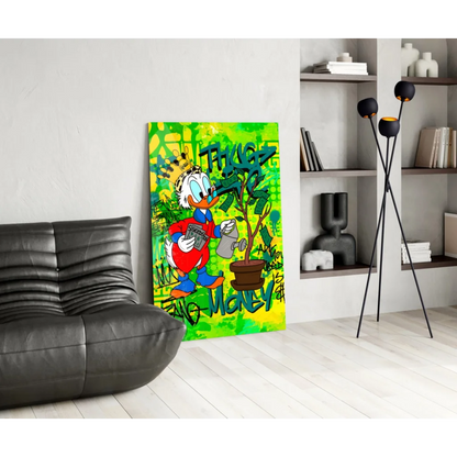 Donald Duck money tree graffiti wall art canvas print