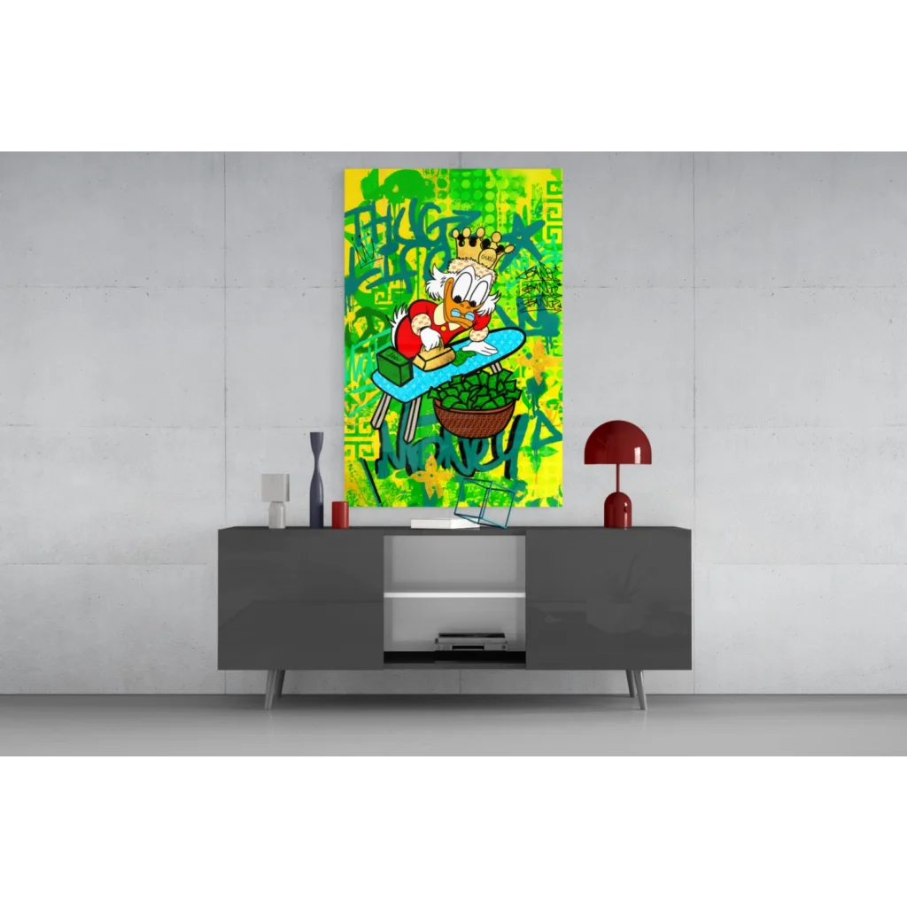 Scrooge McDuck money ironing graffiti canvas wall art