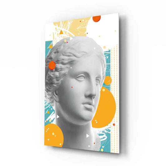 Geometric Bust Canvas Wall Art with Bold Teal and Orange Colors | Insigneart USA | vintageantiquesgifts.com