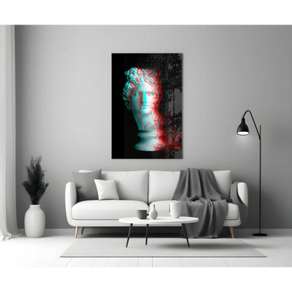 Cyan Red Marble Bust Digital Wall Art Canvas Print | Modern Wall Art Decor | vintageantiquesgifts.com