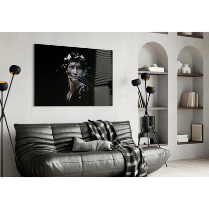 Fragmented Portrait Canvas Wall Art with Blue and Gold Accents | Contemporary Home Wall Art | vintageantiquesgifts.com
