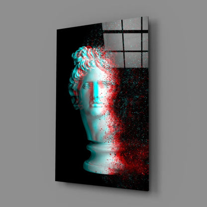 Cyan Red Marble Bust Digital Wall Art Canvas Print | Glass Wall Art Print | vintageantiquesgifts.com
