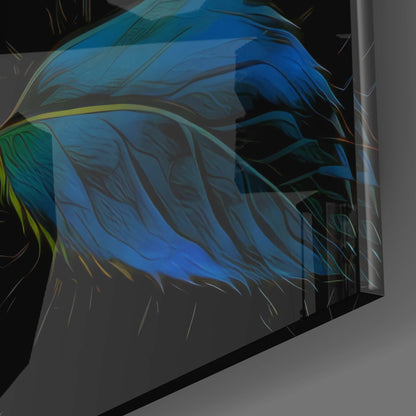 Neon Glow Golden Rose Glass Wall Art