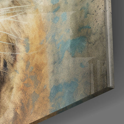 Vintage Grunge Tiger Face Glass Wall Art