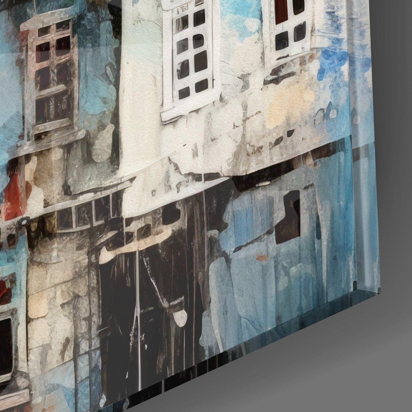Red Rooftops Mosque Skyline Glass Wall Art