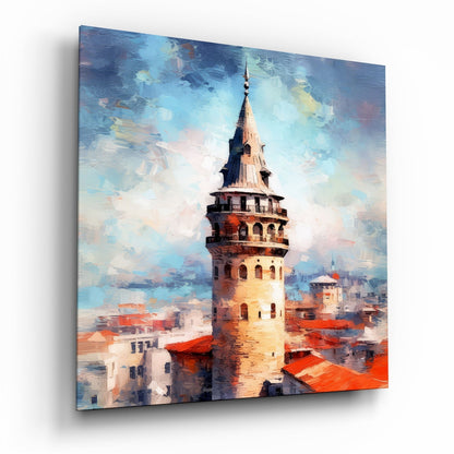 Impressionist Galata Tower Glass Wall Art
