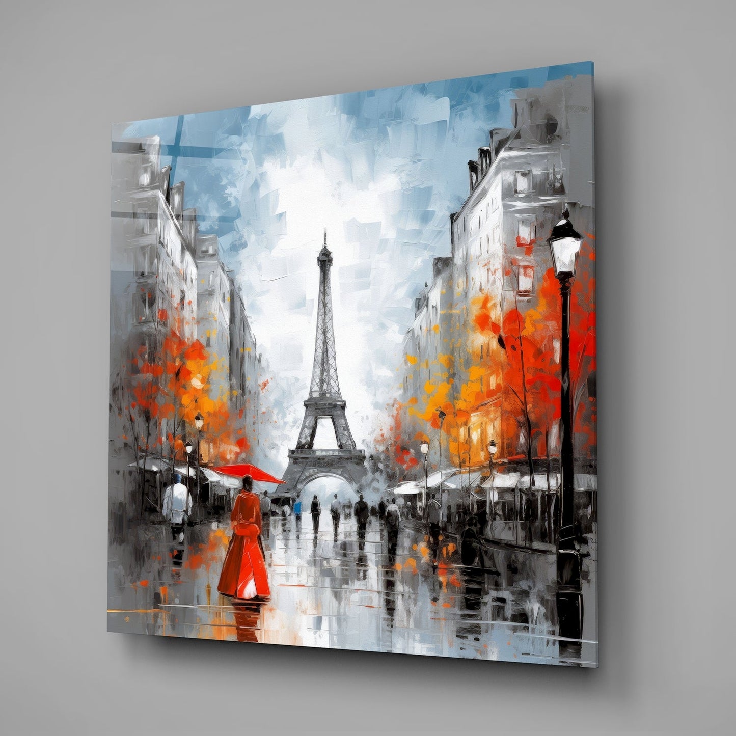 Autumn Leaves Paris Avenue Glass Wall Art