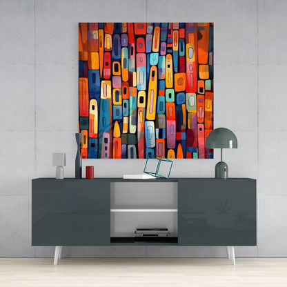Stacked Color Blocks Mosaic Glass Wall Art