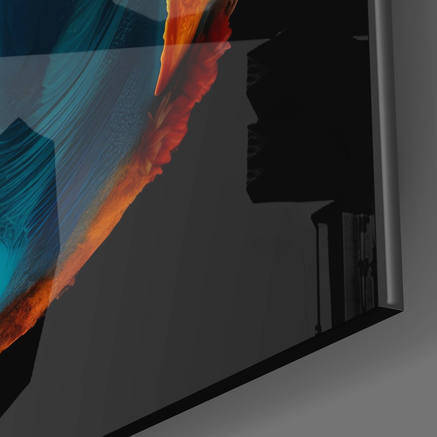 Painted Globe Color Bursts on Black Glass Wall Art
