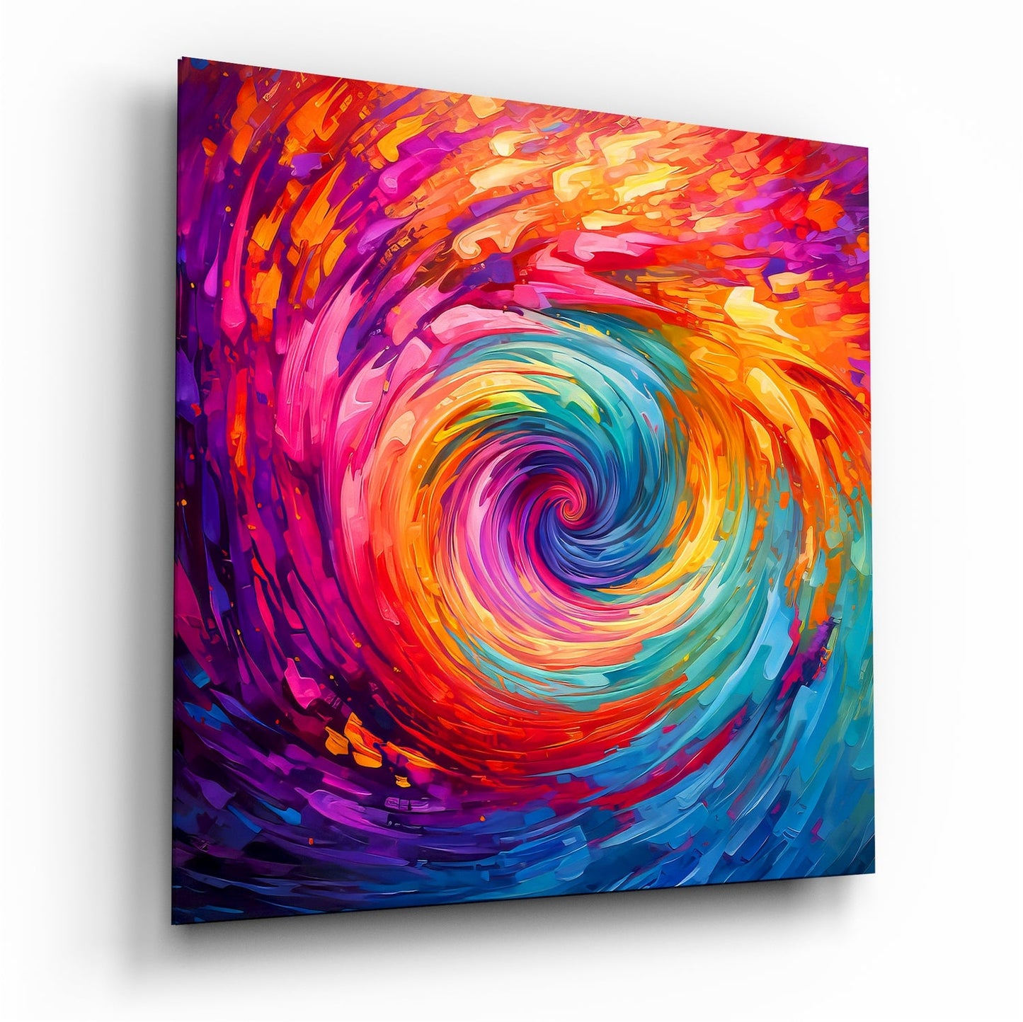 Rainbow Vortex Spiral Swirl Glass Wall Art