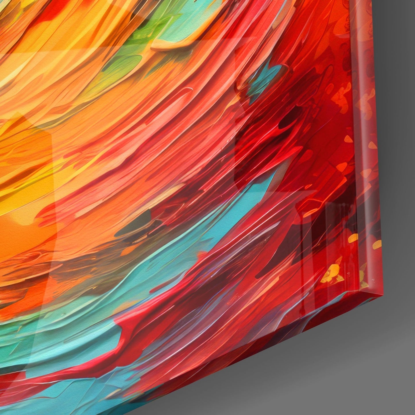 Impasto Orange and Teal Whirlpool Glass Wall Art