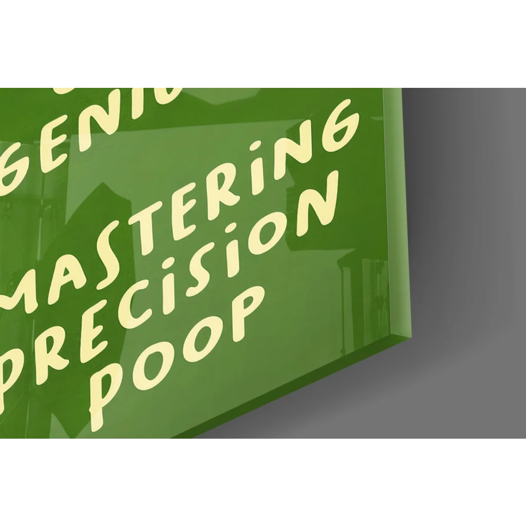 Green Pigeon Reading Guano Genius wall art print with precision poop sign