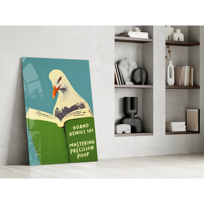 Teal green pigeon reading guano genius wall art print
