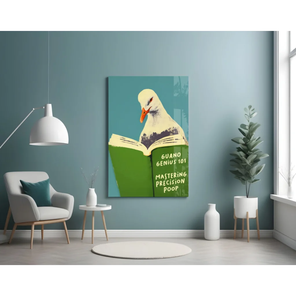 Pigeon Reading Guano Genius Wall Art Print | Contemporary Home Wall Art | vintageantiquesgifts.com