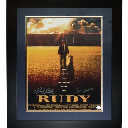 Sean Astin signed deluxe framed Rudy movie poster, 16x20 authenticated