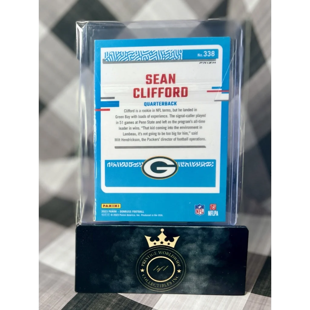 Sean Clifford Green Bay Packers card in case from Prestige Worldwide