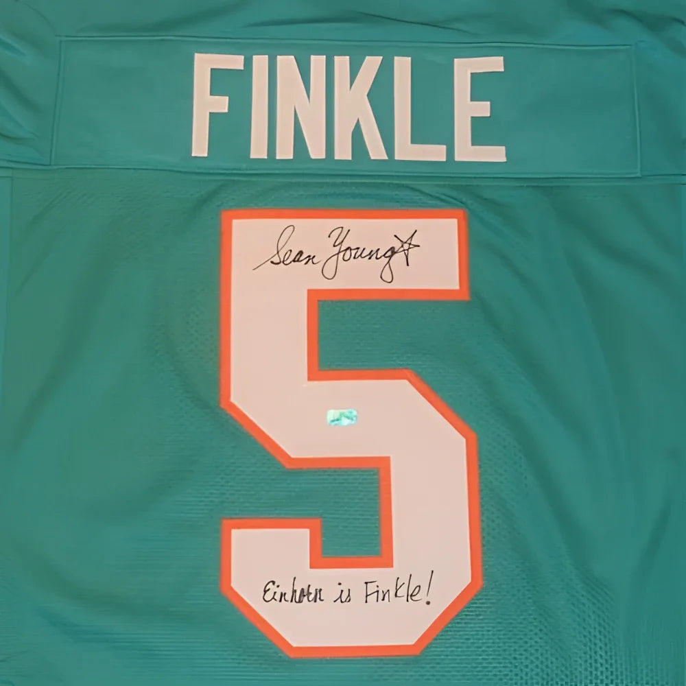Sean Young autographed teal Miami Dolphins jersey #5