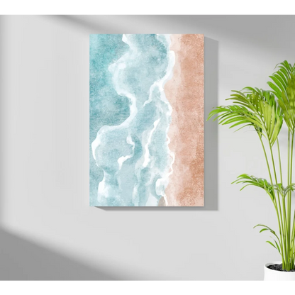 Teal ocean waves watercolor on insigne aluminum print for beach decor