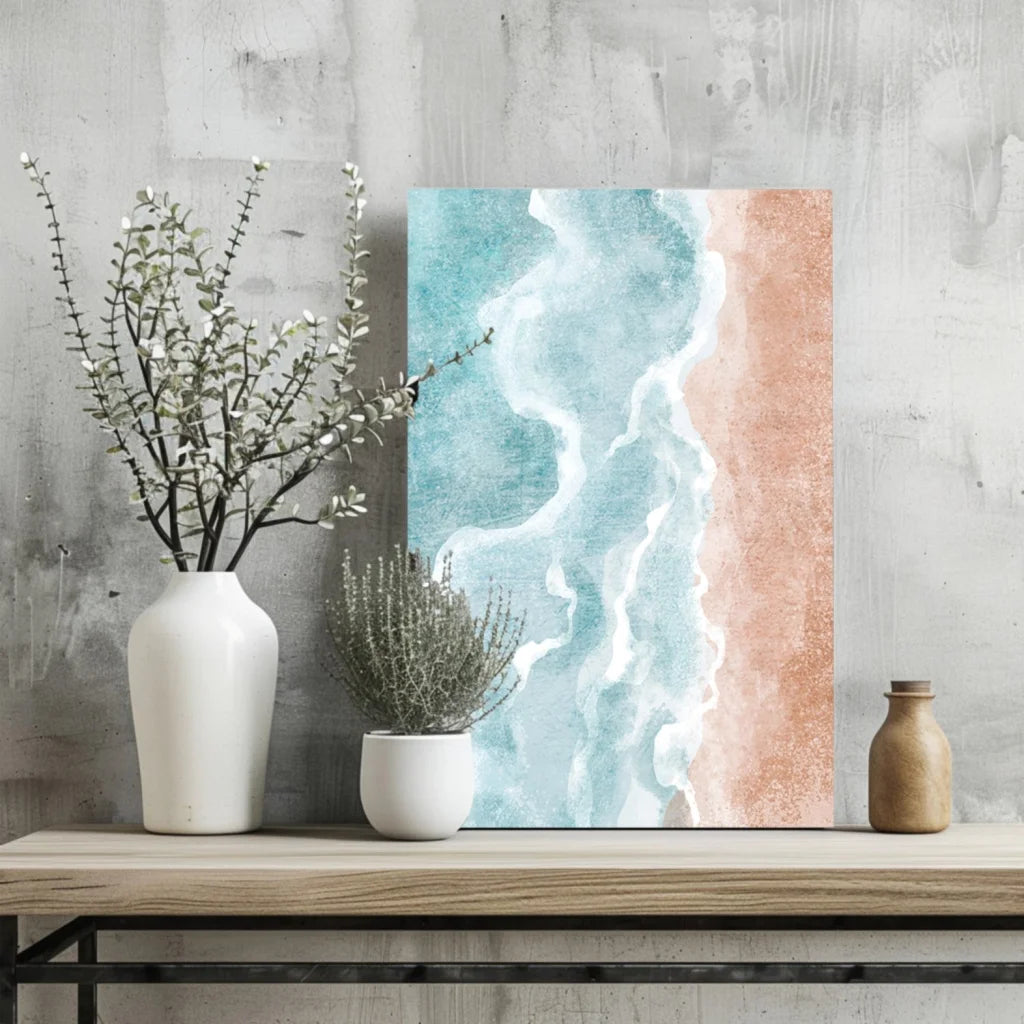 Teal Ocean Waves Insigne Aluminum Print for Modern Beach Decor | Glass Wall Art Print | vintageantiquesgifts.com
