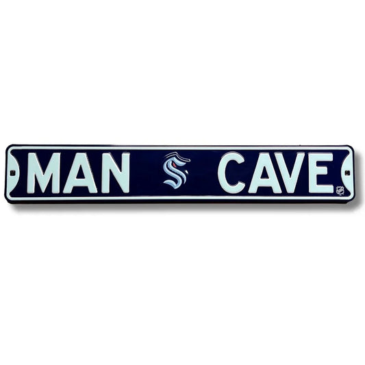 Seattle Kraken Man Cave authentic street sign with navy blue background