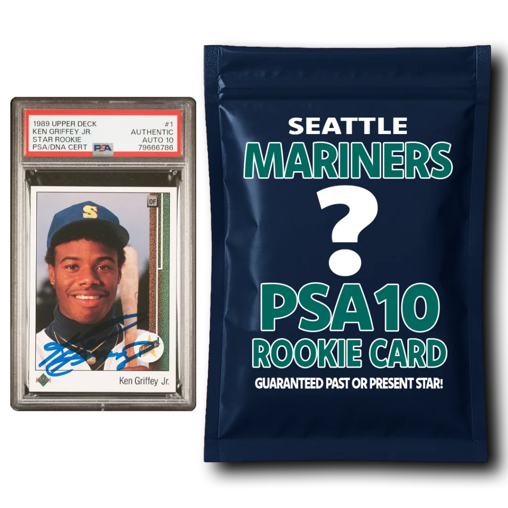 Sealed Seattle Mariners PSA 10 rookie pack with Ken Griffey Jr. card and Julio Rodriguez top load