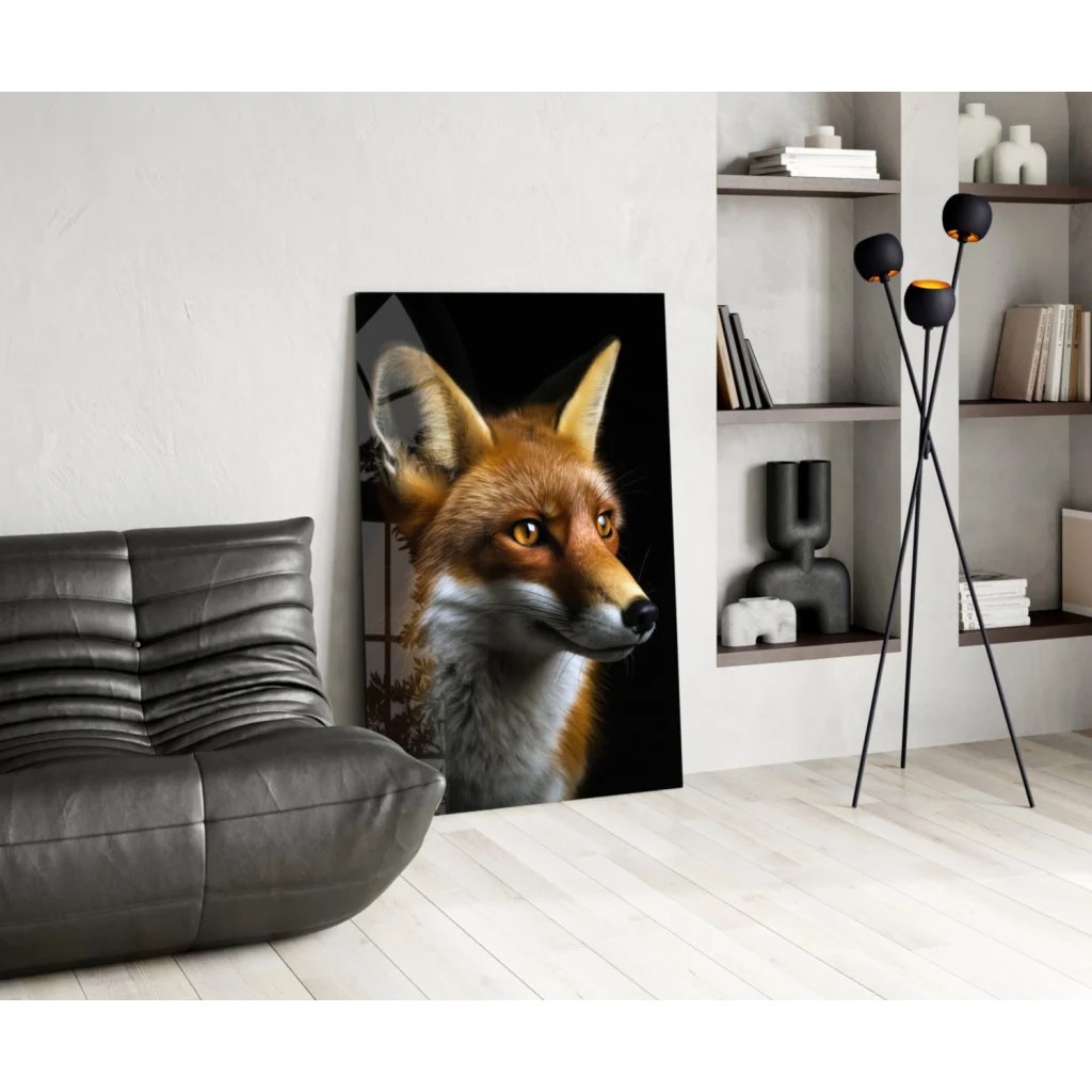 Stunning red fox canvas wall art with piercing amber eyes