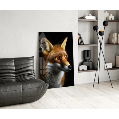 Stunning red fox canvas wall art with piercing amber eyes