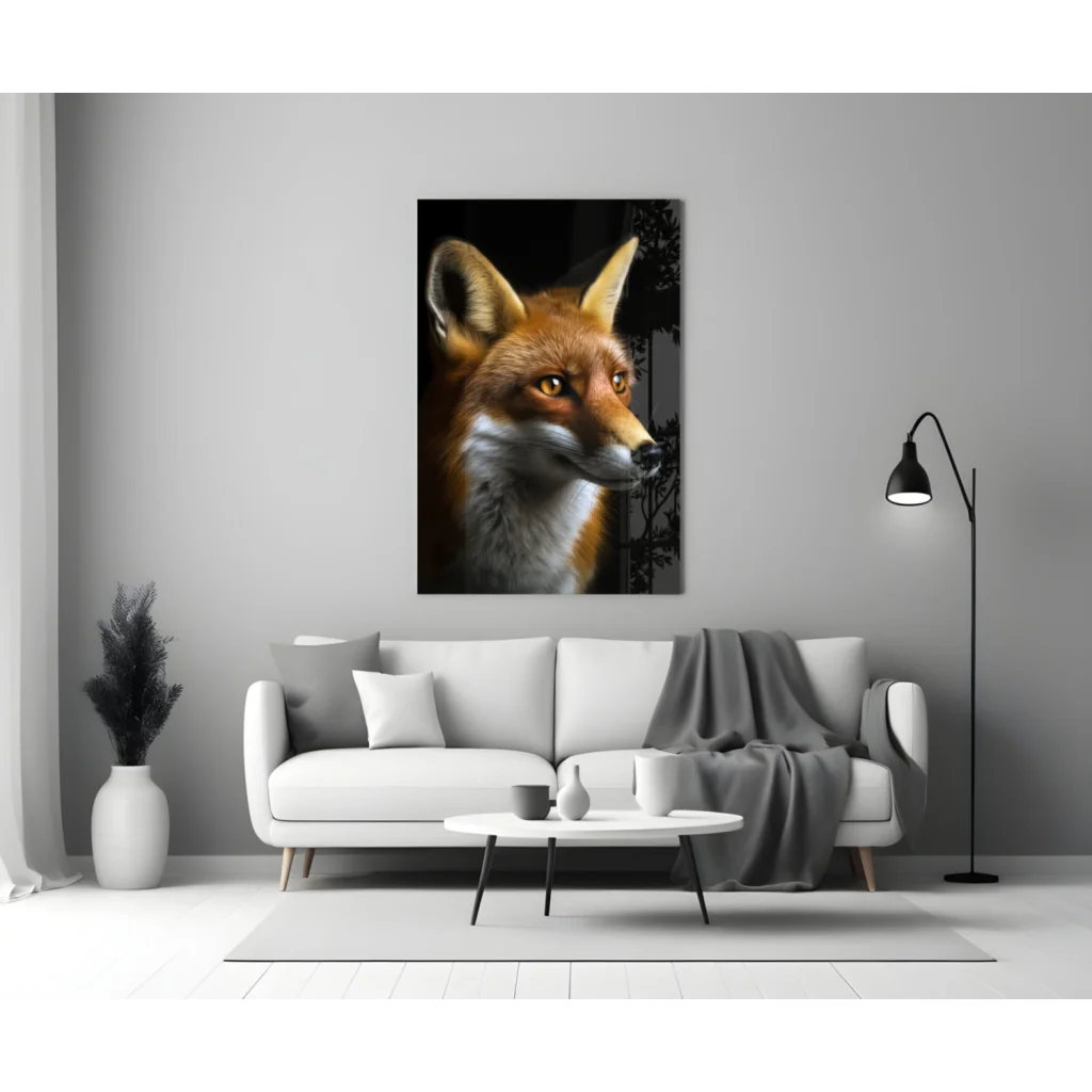 Stunning Red Fox Canvas Wall Art With Piercing Amber Eyes | Modern Wall Art Decor | vintageantiquesgifts.com