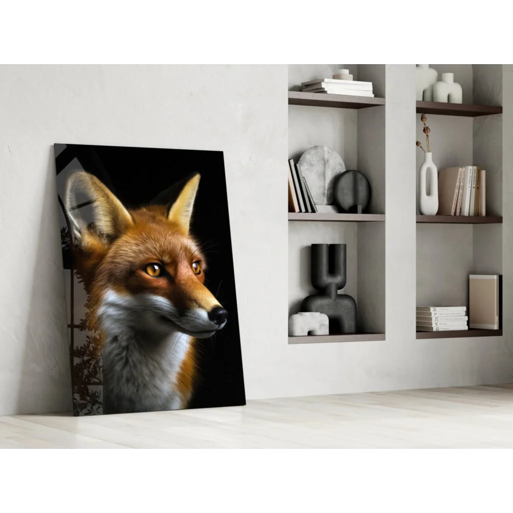 Stunning red fox canvas wall art with piercing amber eyes