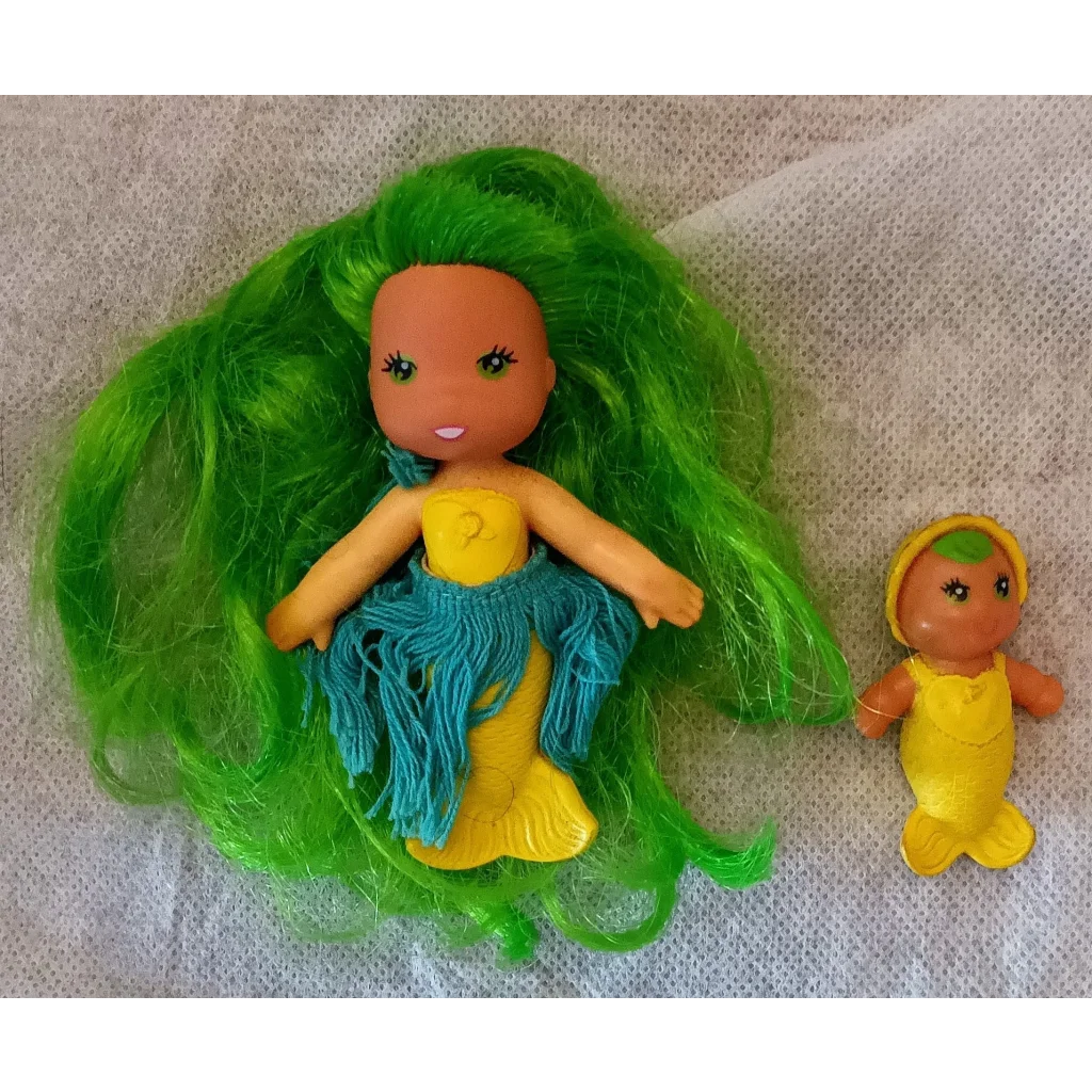 Rare Vintage Wees Doll Oceanne mermaid with green hair and blue tail