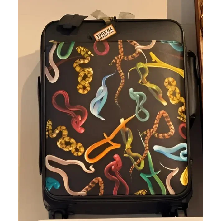 Black Toiletpaper Travel Trolley with colorful snake and worm designs for travel style