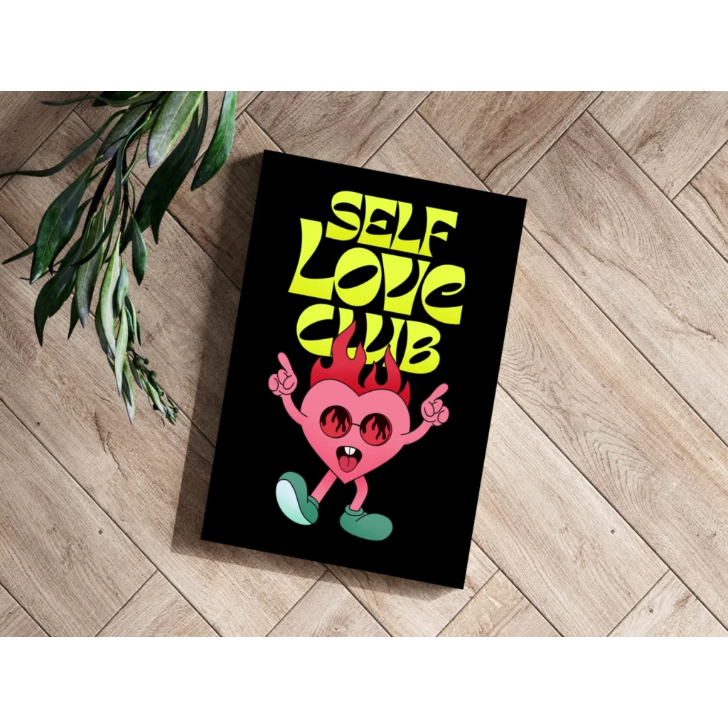 Vibrant pink flaming heart with sunglasses on insigne aluminum prints