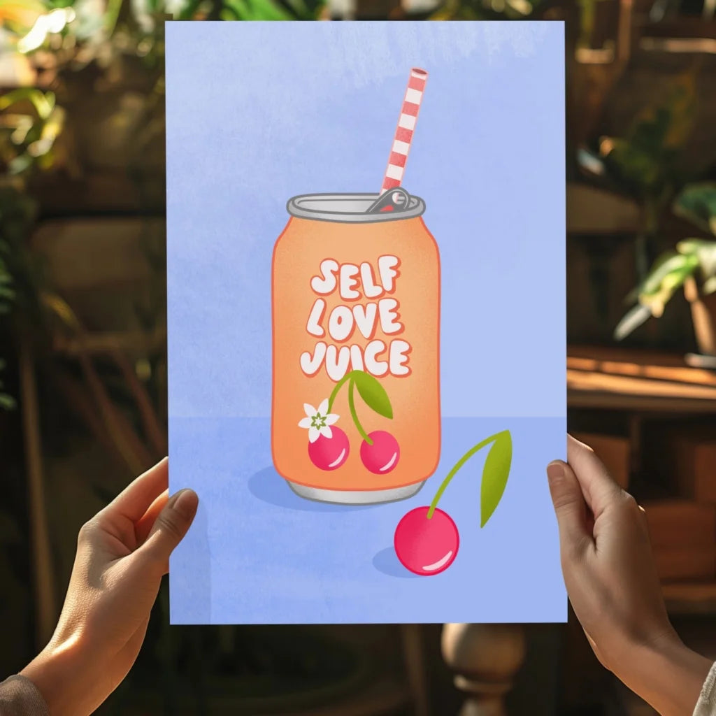 Orange Self Love Juice soda can on Insigne Aluminum Print