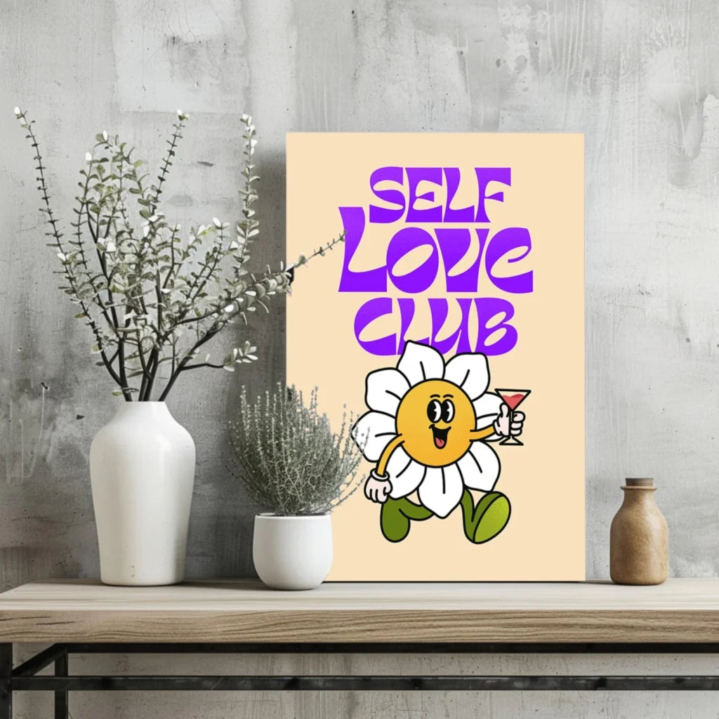 Cheerful daisy on Self Love Club insigne aluminum prints