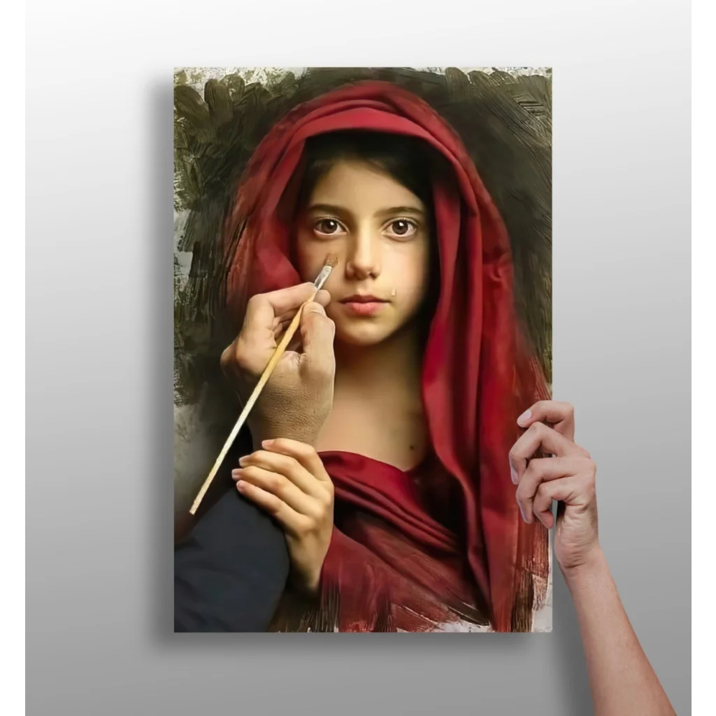 Red hooded artist girl insigne aluminum print of girl in cloak
