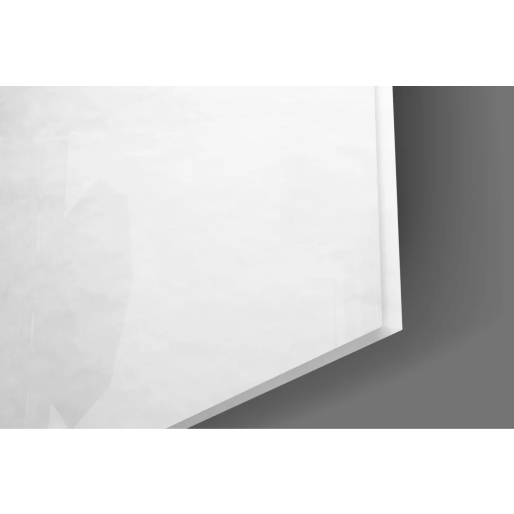 Serene Pier white glossy glass wall art panel in black and white