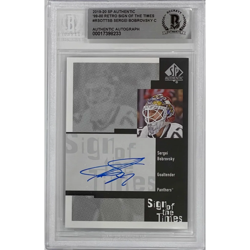 Sergei Bobrovsky autographed 2019-20 Upper Deck SP Retro card in BGS slab
