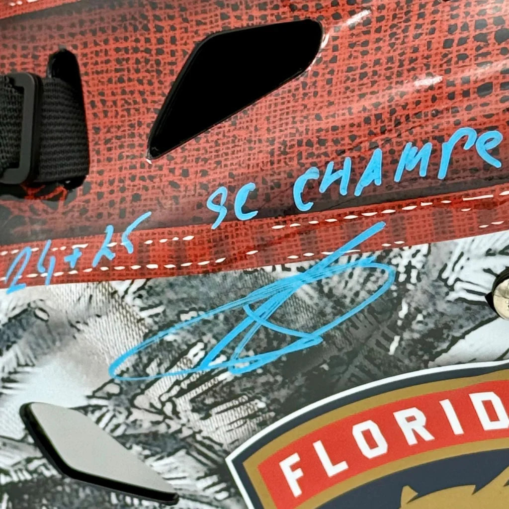 Sergei Bobrovsky autographed Florida Panthers goalie mask with 24-25 SC Champs