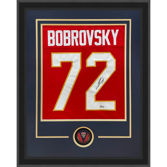 Sergei Bobrovsky autographed Florida Panthers red #72 jersey display frame