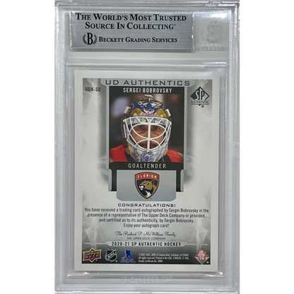 Sergei Bobrovsky signed Deck SP Authentic UD card Beckett certified