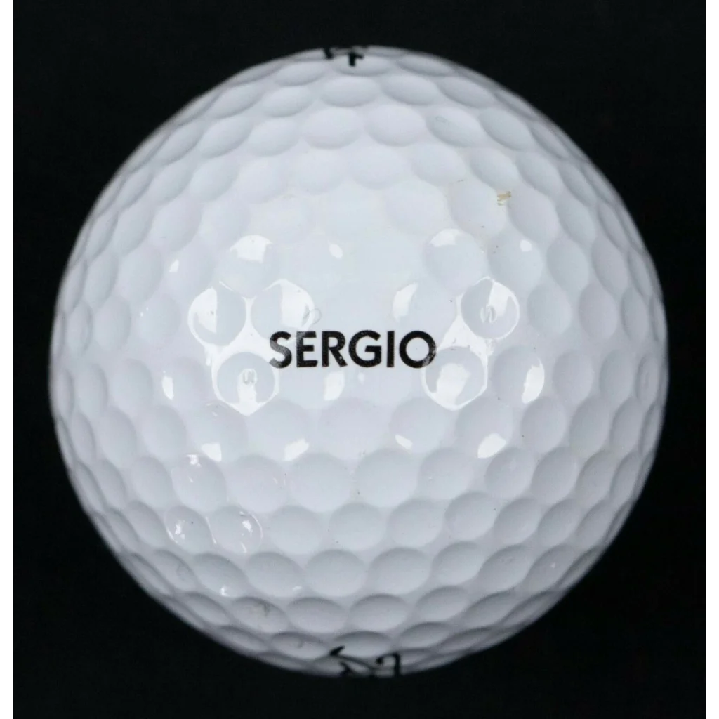 Sergio Garcia player used golf ball collectible with dimpled surface