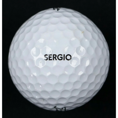 Sergio Garcia player used golf ball collectible with dimpled surface