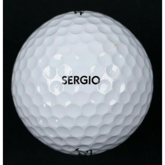Sergio Garcia player used golf ball collectible with dimpled surface