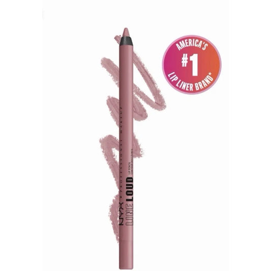 Matte rose-pink NYX Line Loud vegan longwear lip liner pencil, Fierce Flirt