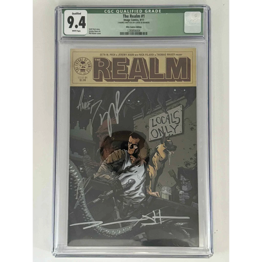 Seth Peck signed The Realm #1 green label CGC 9.8 variant slabbed comic