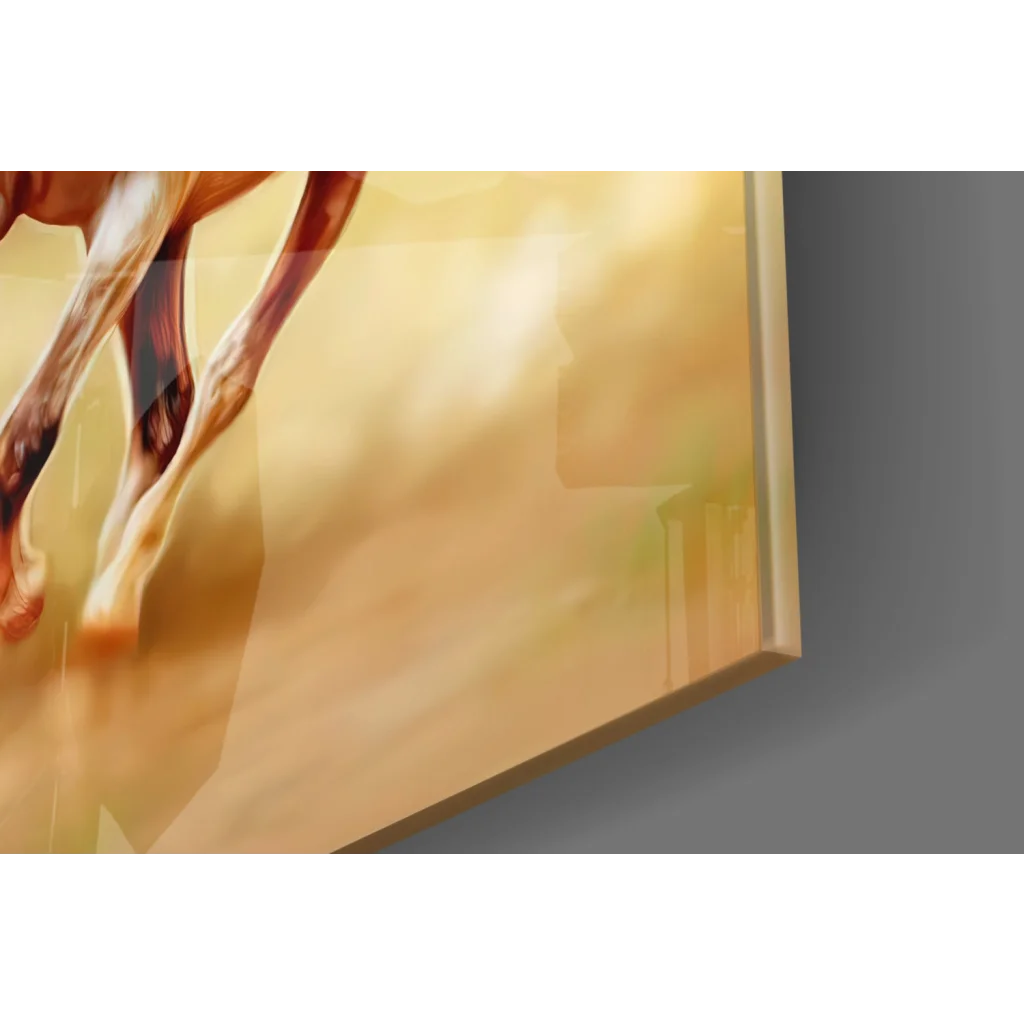 Dynamic golden horse legs galloping in sunset wall art canvas print
