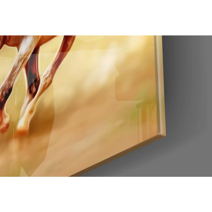 Dynamic golden horse legs galloping in sunset wall art canvas print