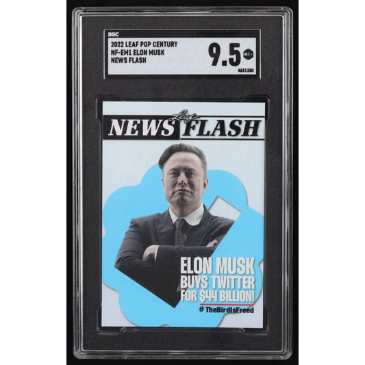 SGC 9.5 graded Elon Musk Twitter trading card collectible featuring Elon Musk and Twitter