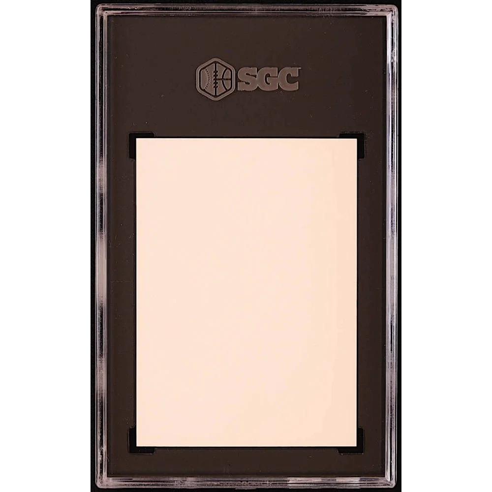 Blank white card in a black and clear plastic graded slab for SGC Authentic Pelé Brazil card