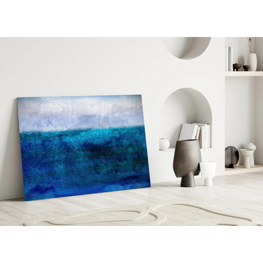 Modern deep blue ocean waves abstract canvas wall art